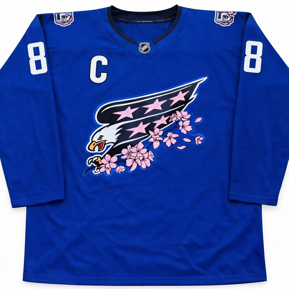 Washington Capitals Alex Ovechkin 2025 Cherry Blossom Jersey - Picture 2 of 3
